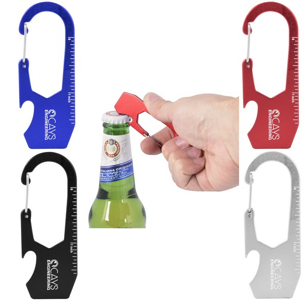 KH2565 Ruler Carabiner Bottle Opener With Custom Imprint